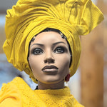 Dupsie's Yemisi Yellow Aso Oke Autogele Pre-Tied Crown Head Wrap Hat DPAGYL32