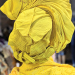 Yellow Autogele Aso Oke head wrap hat Dupsies