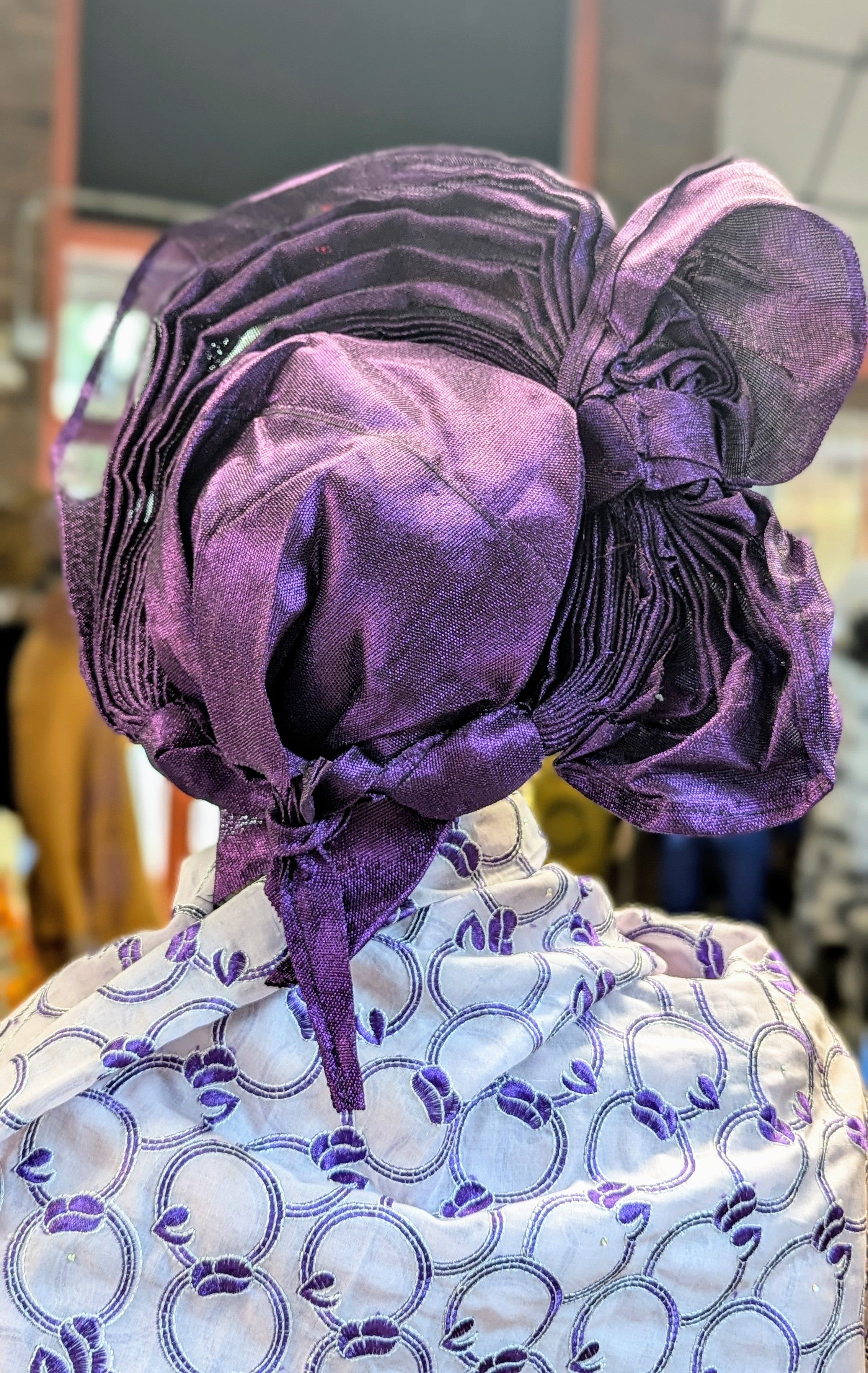 Purple African Autogele Ready Gele head wrap hat Dupsies