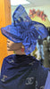 Dupsie's Exquisite Emotan Royal-Blue Aso Oke Autogele Ready Gele Aso Oke head wrap crown hat with Large Bow DPAGRBWLB2