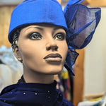 Contemporary Royal-Blue African Nigerian Auto Gele Ready Gele Ready to wear head wrap hat Dupsies women