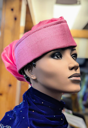 Baby pink African Autogele head wrap hat Pre-tied Dupsies