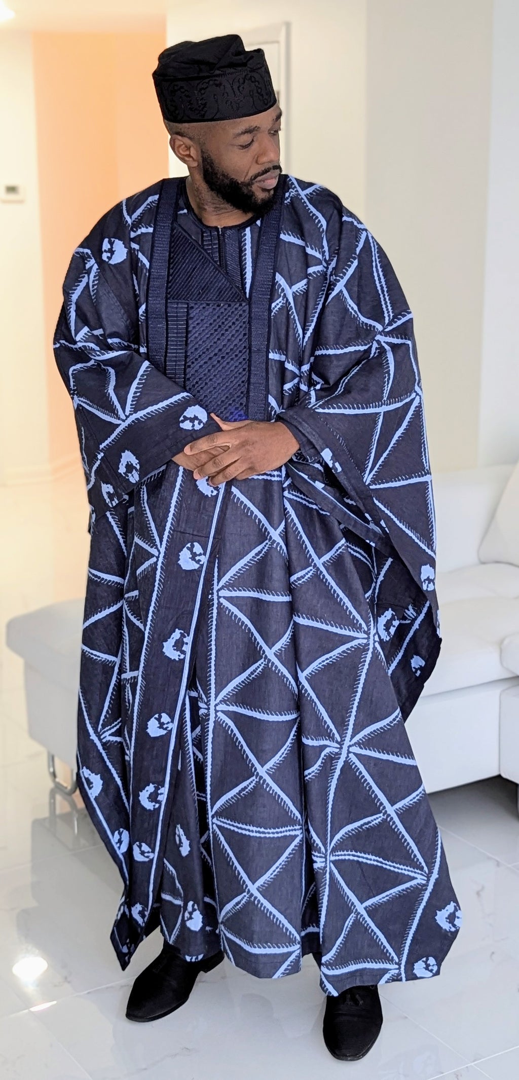 Blue African Agbada dashiki African print men dupsies