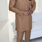 Dupsie's Brown Olumide African Senator Dashiki Shirt and Pants Suit DPASAB52