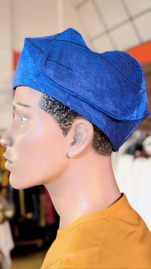 Blue aso oke African hat Dupsie's