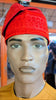 Dupsie's Adeniyi Red Aso Oke Fila  Kufi Cap Hat DPHAR99