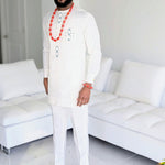 Dupsie's Birnin Gwari Prestige Ivory and Green Dashiki Suit DPASIG35