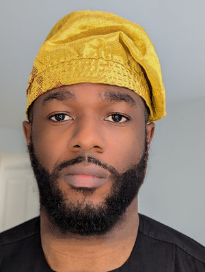 Gold Burgundy African Nigerian Yoruba cap fila Dupsie's