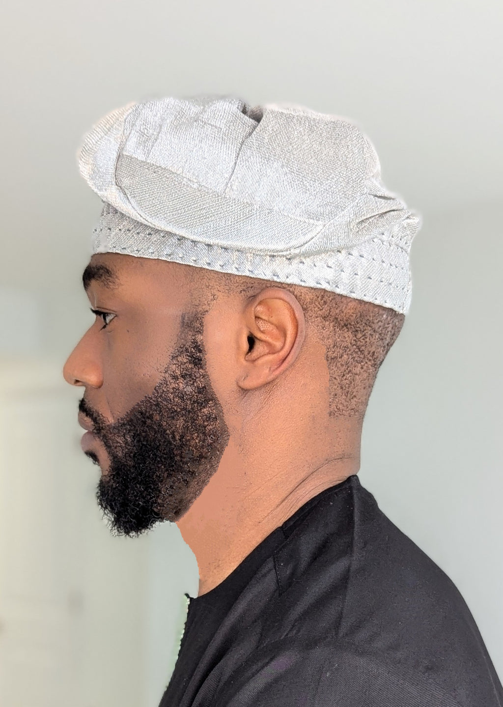 Dupsie's Elegba Silver Hand woven Aso Oke Cap Hat Kufi DPAHAS29