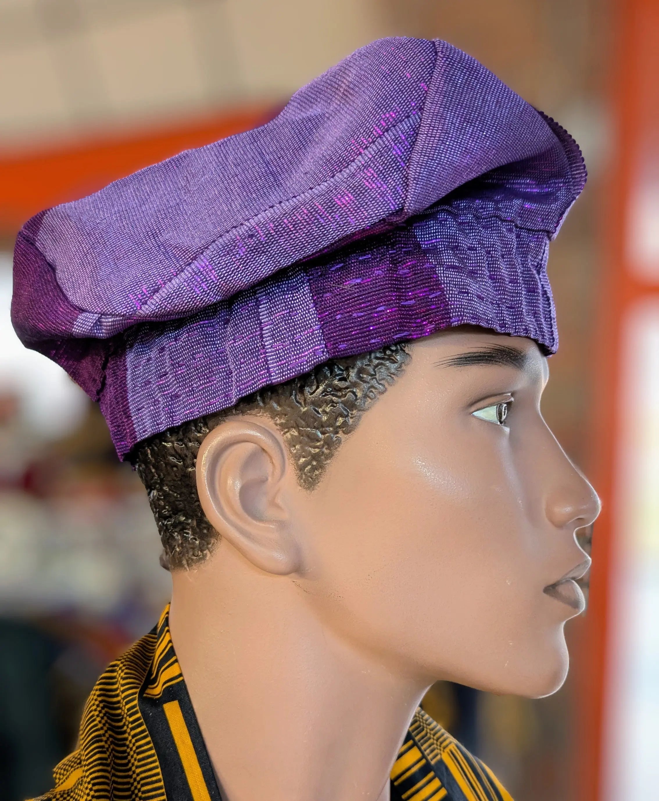 Dupsie's Oba Elegbara Purple and Lilac Aso Oke Fila Kufi Cap Hat