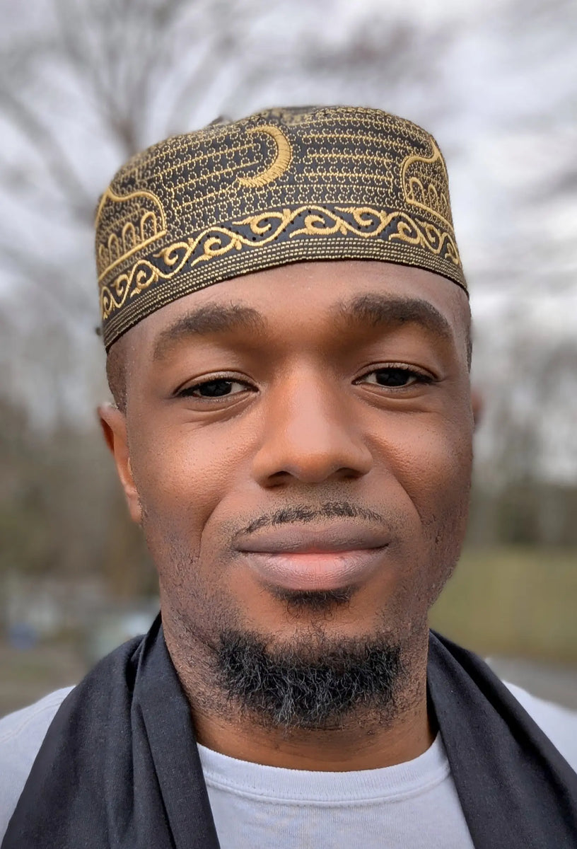 Dupsie's Black Adebo African Kufi Hat - 100% Cotton With Embroidery, Size 7 5/8 - View #13