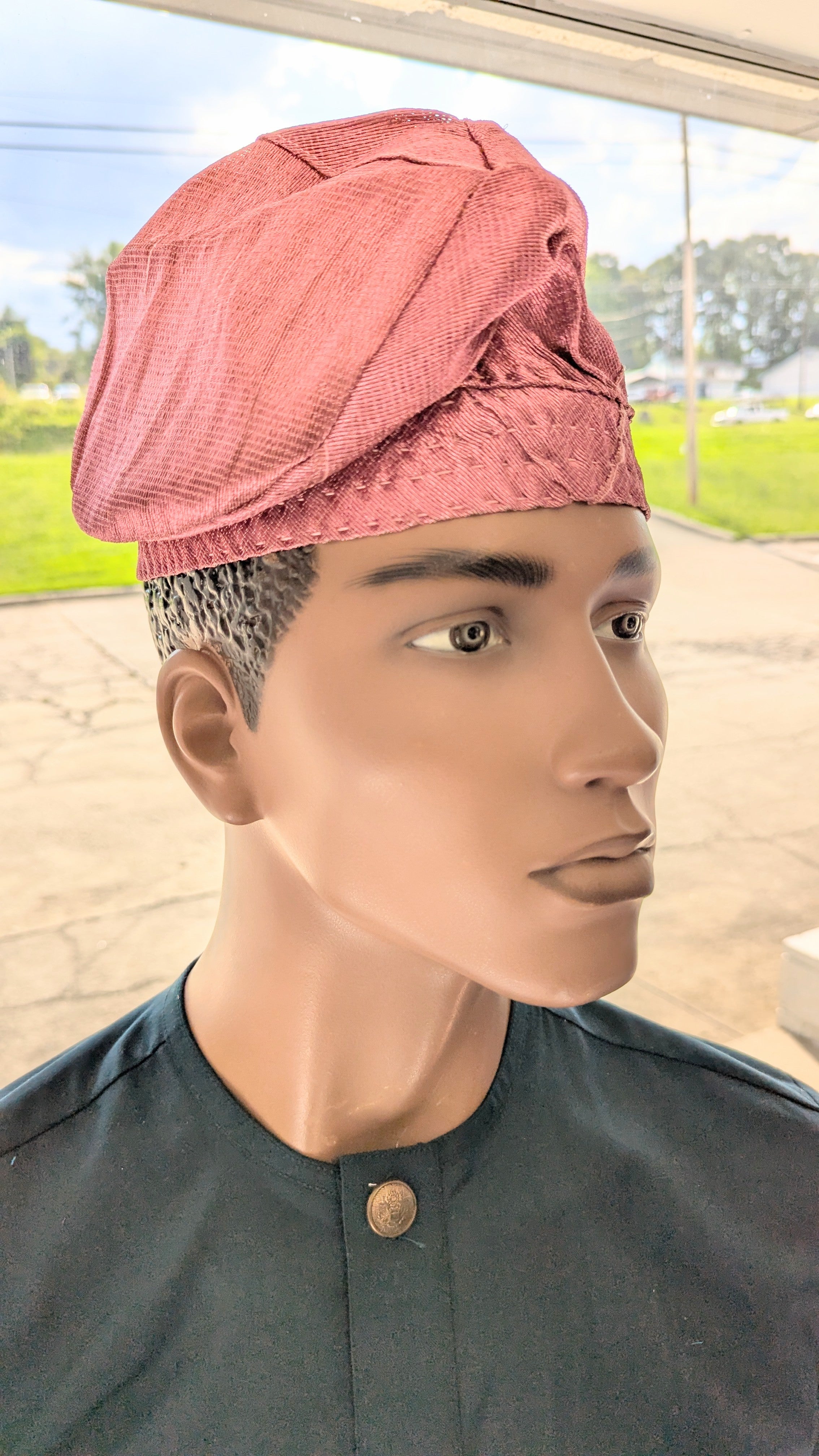 Obatade mauve-pink Aso Oke kufi hat – African clothing traditional Yoruba fila cap