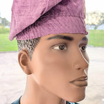 Traditional lilac patterned Aso Oke kufi cap – authentic African fashion Yoruba hat style