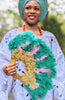 Folushola Green and Pink African Wedding Feather hand fan-DPFGP12