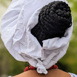 Adjustable Pre-tied White Adupe African Aso oke Autogele head wrap-DPAWS43