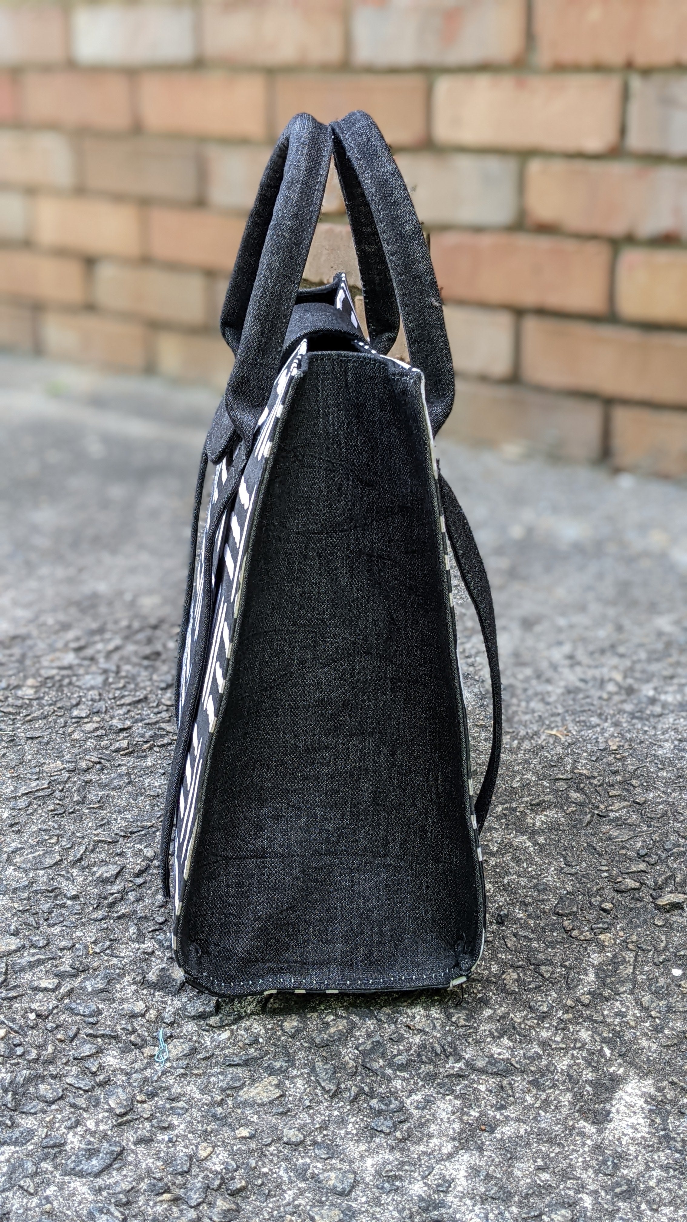 Fadima Black and White African Mud Cloth Print handbag for women-DPPGMC54