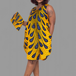 Orange Blue African print dress African clothing