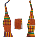 Dupsie's Zania Splendor Orange African Print Self Tie Kente Bow Tie and Pocket Square DP3227STB