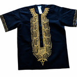 Dupsie's Black and Gold Embroidered Ayo Aláàfin" Dashiki African Shirt DP3776MDF