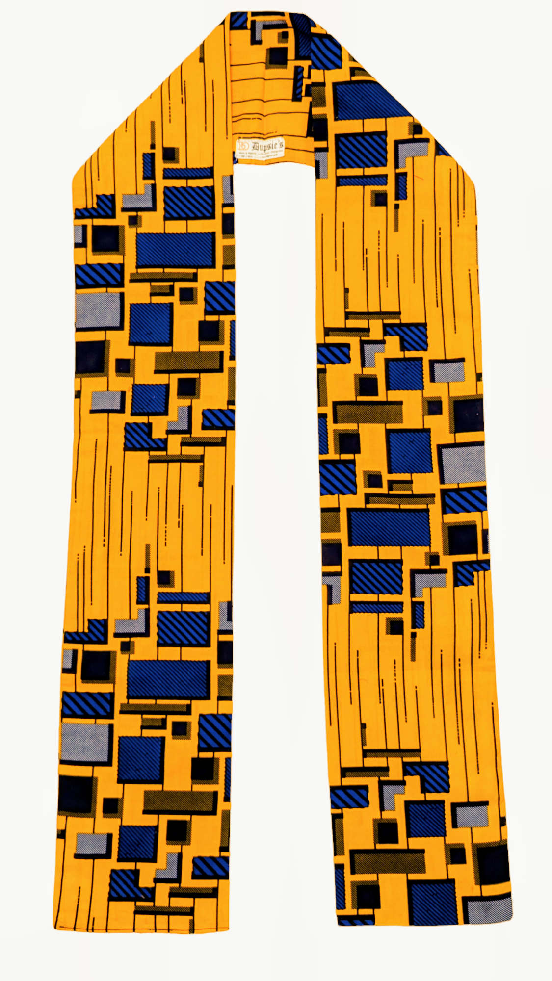Golden Yellow African Print Sash with Blue Black patterns