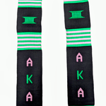AKA Black Pink Green Sorority Graduation stole sash