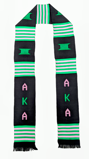 AKA Black Pink Green Sorority Graduation stole sash