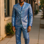 Dupsie’s African Fashion Royal Blue African Aso Oke Suit with matching pants – African men’s clothing