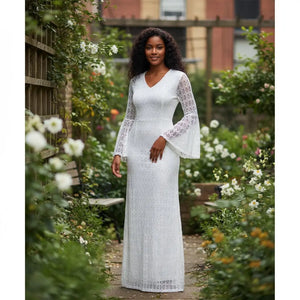 Nayola All White African Lace Dress DPWHDRS1| Dupsie’s African Fashion Small(08)