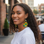 Droplet-shaped Kente African print hook earrings by Dupsie’s African Fashion