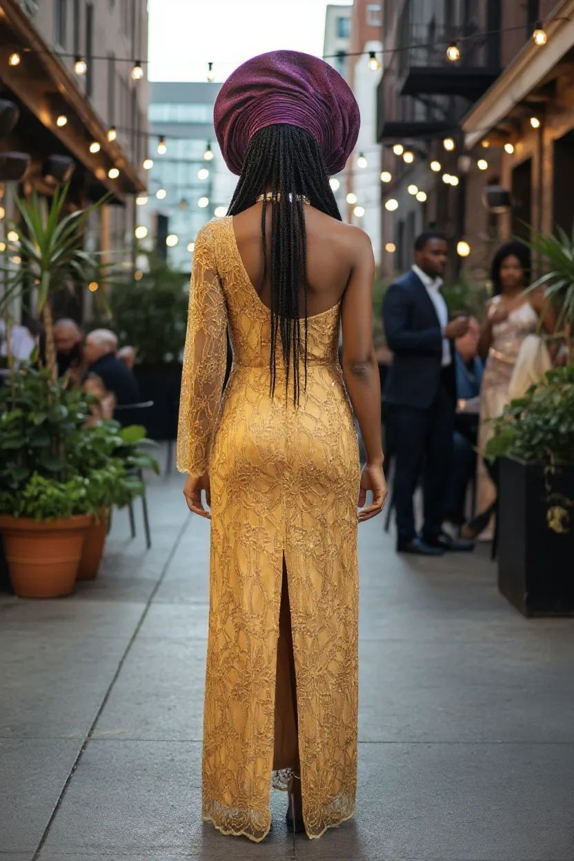 Back view Dupsie's African fashion party dress African clothing