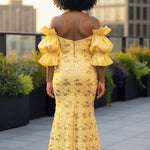 Back view Off-shoulder lace dress African clothing women Dupsie's African fashion