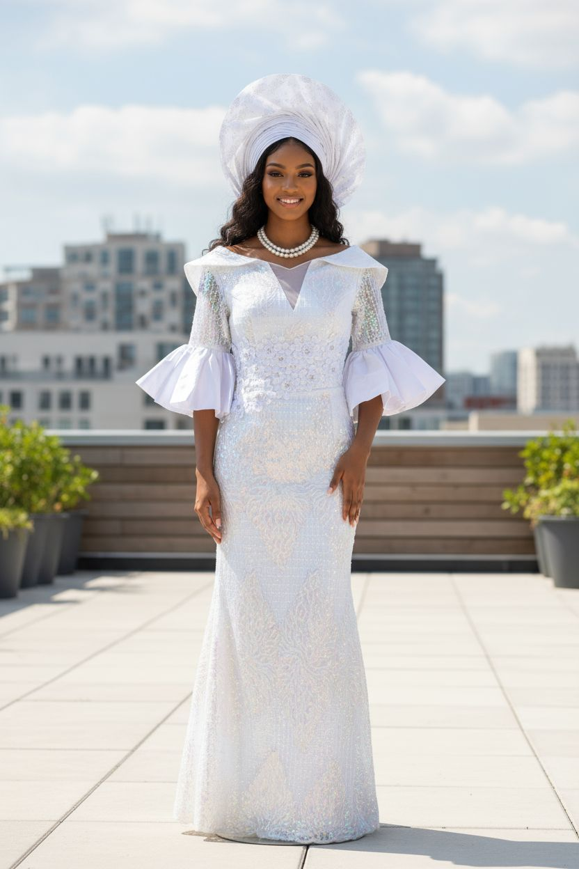 White African Lace Dress African Clothing for women by Dupsie's African fashion