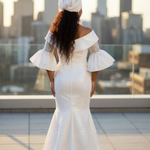 Back view African Lace Wedding guest part dress African clothing by Dupsie's African fashion