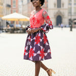 Lace African fashion dress for women with print by Dupsie's African clothing
