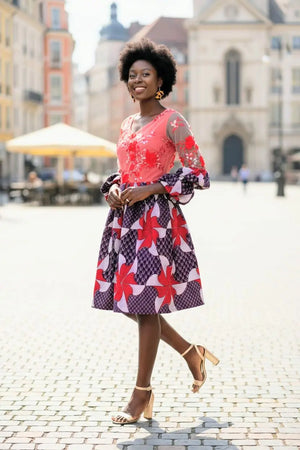 african dress styles with lace Dupsie's Exclusive Print Dress-DPX310 Color:Tempting Teal Florals Dorothy Midi Dress - collection_New In Made with high