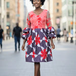 Exclusive limited red lace and print dress dupsies