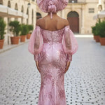Pink Organza Sequins Lace Dress Dupsies