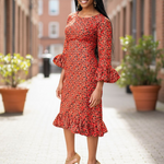 Orange Black African Print Dress by Dupsie's African fashion