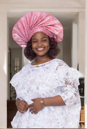 All White Pink African Lace dress