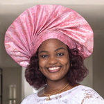 Dupsie's Alara Pink and Silver Autogele ready gele Head tie head wrap DPG998AG