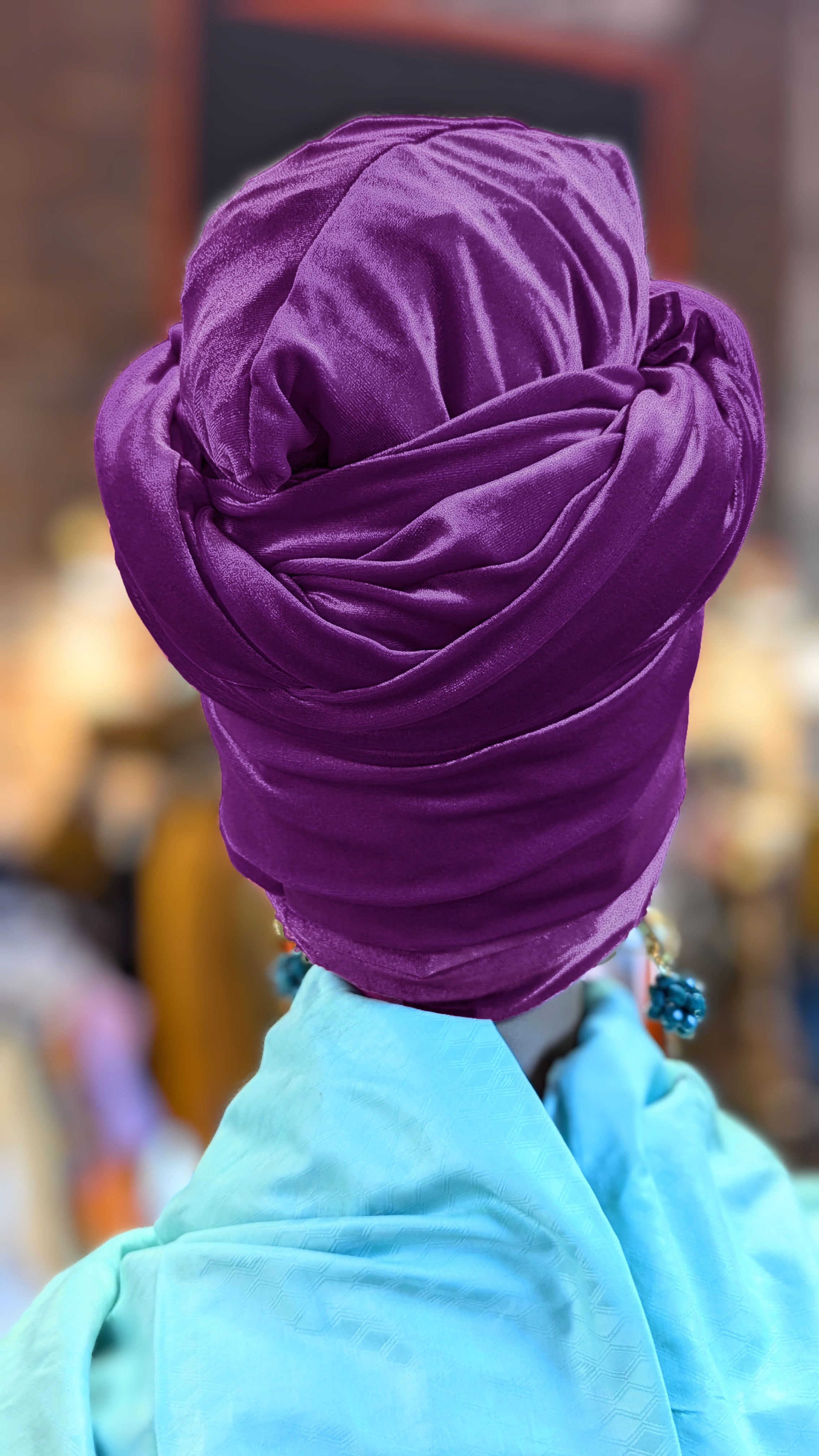 Purple Velvet Velour sock hat turban