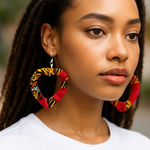 Dupsie's Kofo Ankara Kitenge Heart shaped African Print pair of Earrings DPER3975H2