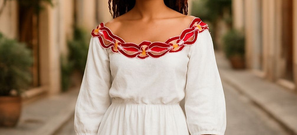 Dupsie's Dupsie's Radiant Alayemi Red and Gold Embroidered Non-Stick Appliqué Fabric DPPRG5