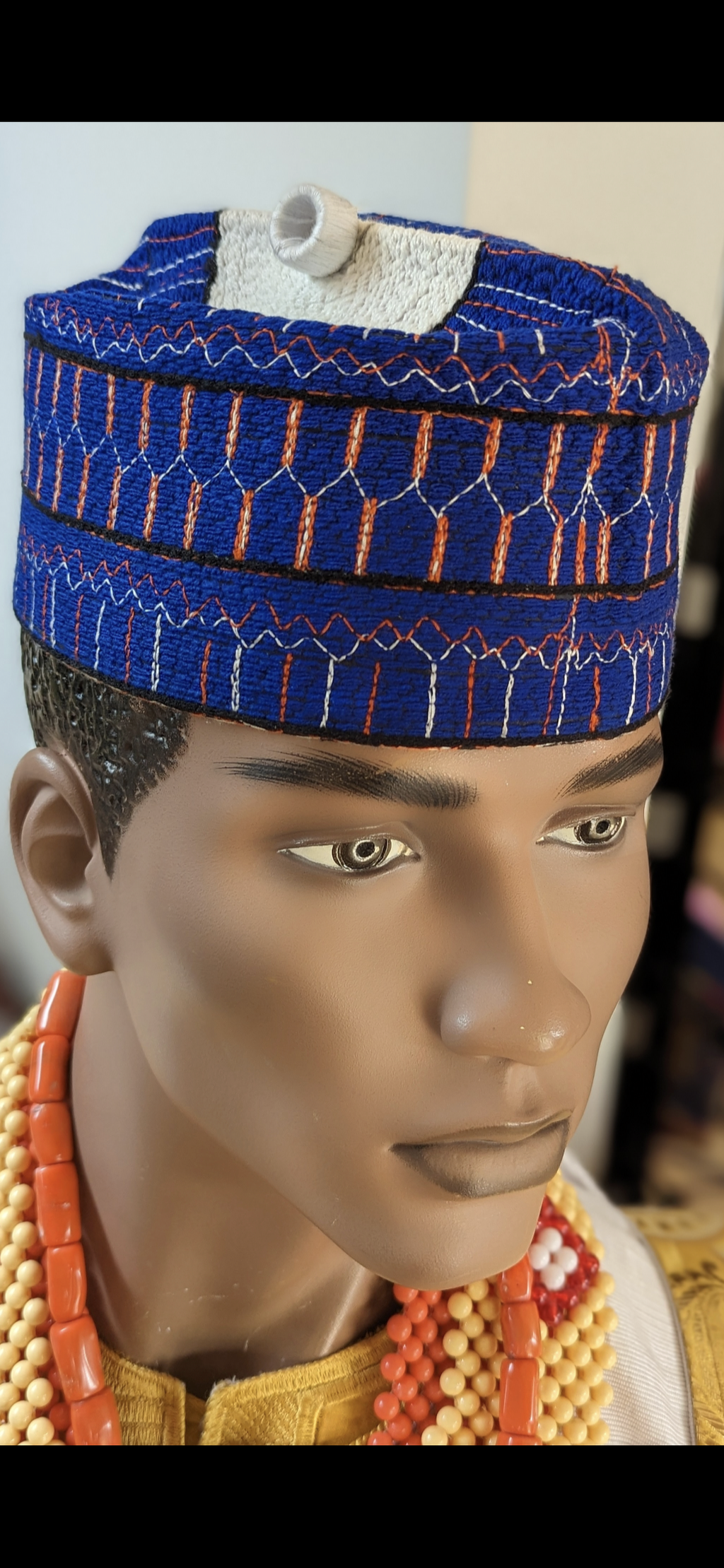 Sadeeq Royal-Blue African Handwoven Hausa Mallam Nigerian Hat Kufi Cap-DPHRBWO1