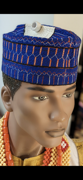 Sadeeq Royal-Blue African Handwoven Hausa Mallam Nigerian Hat