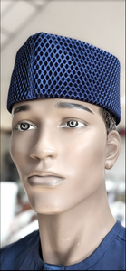 Nkromaah light-Blue African Velvet Senator Hat Kufi Cap-DPHSPBVH2