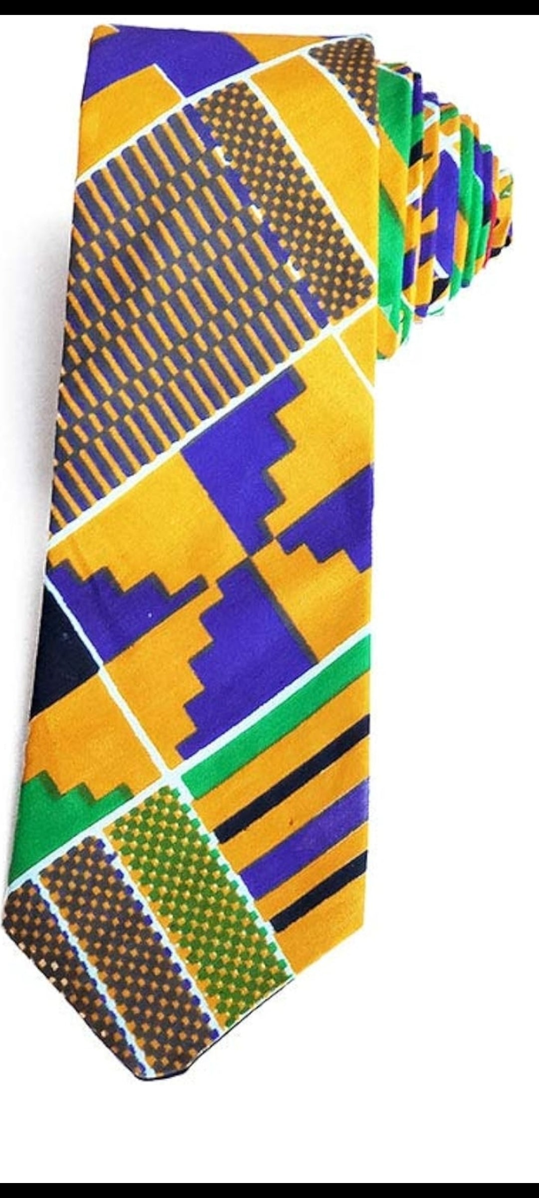 African Osei Kente necktie with a matching pocket square by Dupsie's-DP4075NT