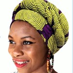 Yellow and Purple African Print pre-tied Modupe hat-DP3775PT