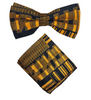 Black & Gold Durufo African Kente Bow Tie & Pocket Square