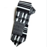 Black & White African Print Kente Necktie Pocket Square Set